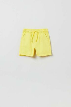 Bombažne kratke hlače za dojenčke OVS rumena barva - rumena. Kratke hlače za dojenčka iz kolekcije OVS. Model izdelan iz enobarvne pletenine.