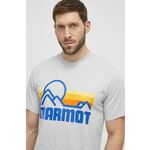 Kratka majica Marmot Coastal moška, siva barva - siva. Kratka majica iz kolekcije Marmot, izdelana iz tanke, elastične pletenine. Model iz izjemno udobne tkanine z visoko vsebnostjo bombaža.