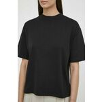 Bombažna kratka majica Theory ženski, črna barva - črna. Kratka majica iz kolekcije Theory, izdelana iz enobarvne pletenine. Model iz izjemno udobne bombažne tkanine.