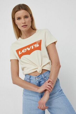 Bombažen t-shirt Levi's kremna barva - bež. T-shirt iz kolekcije Levi's. Model izdelan iz bombažnega materiala.