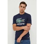 Bombažna kratka majica Lacoste mornarsko modra barva - mornarsko modra. Kratka majica iz kolekcije Lacoste, izdelana iz tanke, elastične pletenine. Model iz zračne bombažne tkanine.