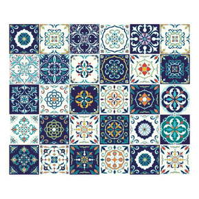 Komplet 30 stenskih nalepk Ambiance Tiles Azulejos Forli