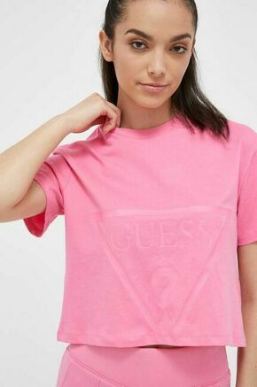 Bombažna kratka majica Guess roza barva - roza. Kratka majica iz kolekcije Guess