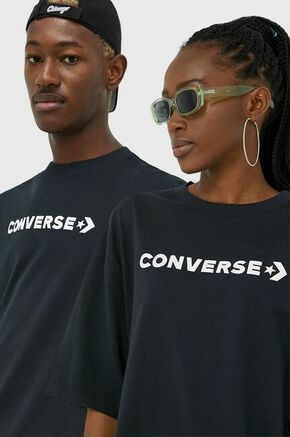 Bombažna obleka Converse črna barva - črna. Lahka obleka iz kolekcije Converse. Ohlapen model izdelan iz tanke