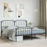 vidaXL Kovinski posteljni okvir z vzglavjem in vznožjem&nbsp;črn 183x213 cm