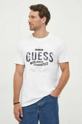 Bombažna kratka majica Guess bela barva - bela. Kratka majica iz kolekcije Guess