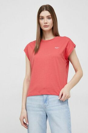 Bombažna kratka majica Pepe Jeans Bloom rdeča barva - rdeča. Kratka majica iz kolekcije Pepe Jeans. Model izdelan iz enobarvnega materiala.