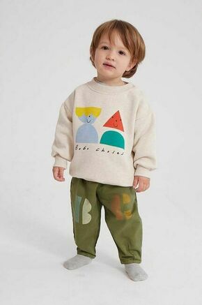 Bombažen pulover za dojenčka Bobo Choses bež barva - bež. Pulover za dojenčka iz kolekcije Bobo Choses. Model izdelan iz mehke pletenine s potiskom. Bombažen