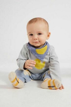 Body za dojenčka Bobo Choses - siva. Body za dojenčka iz kolekcije Bobo Choses. Model izdelan iz pletenine s potiskom.