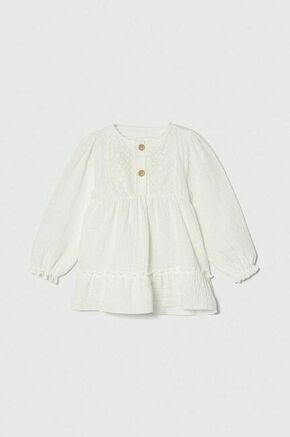 Otroška bombažna obleka Jamiks bela barva - bela. Otroški obleka iz kolekcije Jamiks. Model izdelan iz enobarvne tkanine. Model iz izjemno udobne bombažne tkanine.