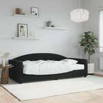 vidaXL Dnevna postelja z vzmetnico črna 90x200 cm žamet