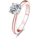 Beneto Srebrni prstan iz roza pozlačenega s kristali AGG201 (Obseg 52 mm) srebro 925/1000