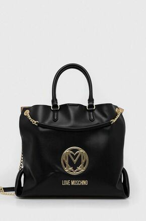 Torbica Love Moschino črna barva - črna. Velika nakupovalna torbica iz kolekcije Love Moschino. Model na zapenjanje