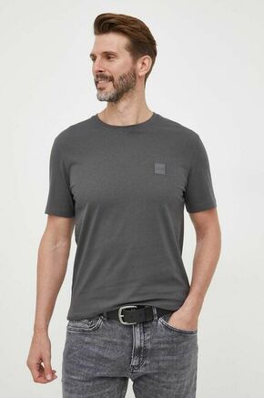 Bombažna kratka majica BOSS BOSS CASUAL črna barva - siva. Kratka majica iz kolekcije BOSS
