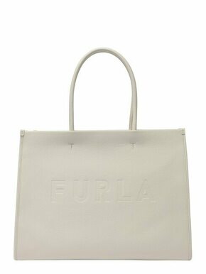 Usnjena torbica Furla bela barva - bela. Velika torbica iz kolekcije Furla. Model na zapenjanje