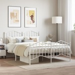 vidaXL Kovinski posteljni okvir z vzglavjem in vznožjem&nbsp;bel 140x190 cm