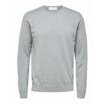 Bombažen pulover Selected moški, siva barva, - siva. Pulover iz kolekcije Selected. Model z okroglim izrezom, izdelan iz enobarvne pletenine.
