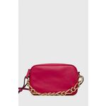 Usnjena torbica Red Valentino roza barva - roza. Majhna torbica iz kolekcije Red Valentino. na zapenjanje, model izdelan iz naravnega usnja.