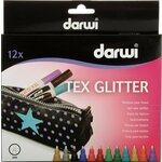 Darwi TEX GLITTER tekstilni markerji komplet 12 x 6 ml