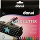 Darwi TEX GLITTER tekstilni markerji komplet 12 x 6 ml