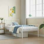 Greatstore Kovinski posteljni okvir z vzglavjem in vznožjem bel 107x203 cm