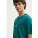 Bombažna kratka majica Les Deux zelena barva - turkizna. Kratka majica iz kolekcije Les Deux, izdelana iz tanke, elastične pletenine. Model iz izjemno udobne bombažne tkanine.