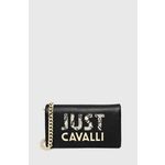 Torbica Just Cavalli črna barva - črna. Majhna torbica iz kolekcije Just Cavalli. Model na zapenjanje, izdelan iz ekološkega usnja.