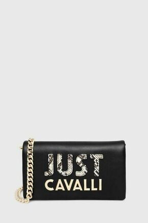 Torbica Just Cavalli črna barva - črna. Majhna torbica iz kolekcije Just Cavalli. Model na zapenjanje