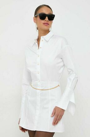 Obleka Elisabetta Franchi bela barva - bela. Obleka iz kolekcije Elisabetta Franchi. Model izdelan iz tanke