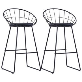 VidaXL Barski stoli s sedeži iz umetnega usnja 2 kosa črno jeklo