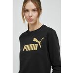 Pulover Puma ženska, črna barva - črna. Pulover iz kolekcije Puma. Model, izdelan iz pletenine s potiskom. Tanek, gosto pleten material.
