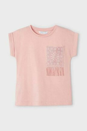 Otroška kratka majica Mayoral roza barva - roza. Otroška kratka majica iz kolekcije Mayoral. Model izdelan iz tanke