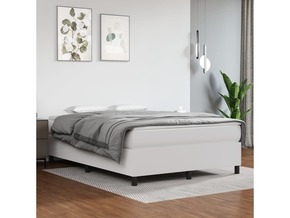 Vidaxl Box spring posteljni okvir bel 140x190 cm umetno usnje