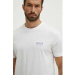 Bombažna kratka majica BOSS moška, bela barva, 50521209 - bela. Kratka majica iz kolekcije BOSS, izdelana iz tanke, elastične pletenine. Model iz zračne bombažne tkanine.