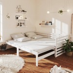 shumee Izvlečna dnevna postelja bela trdna borovina 2x(90x200) cm