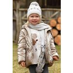 Otroška jakna Mayoral zlata barva - zlata. Otroški jakna iz kolekcije Mayoral. Podložen model, izdelan iz gladkega materiala. Vgrajena kapuca poveča zaščito pred mrazom in vetrom.