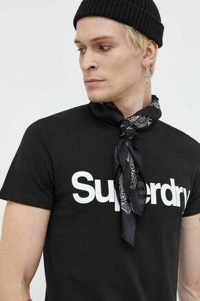 Bombažna kratka majica Superdry črna barva - črna. Kratka majica iz kolekcije Superdry