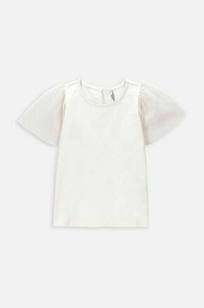 Otroška kratka majica Coccodrillo bež barva - bež. Otroške kratka majica iz kolekcije Coccodrillo. Model izdelan iz enobarvne pletenine.
