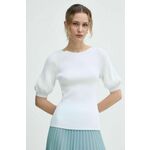 Kratka majica Luisa Spagnoli ženski, bela barva - bela. Kratka majica iz kolekcije Luisa Spagnoli, izdelana iz debele, elastične pletenine. Model iz izjemno udobne tkanine z visoko vsebnostjo viskoze.
