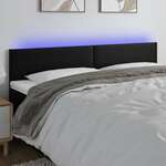 Greatstore LED posteljno vzglavje črno 180x5x78/88 cm umetno usnje