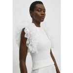 Majica Answear Lab ženska, bela barva - bela. Bluza iz kolekcije Answear Lab izdelana iz pletenine z dekorativno nalepko. Model iz zračne tkanine z visoko vsebnostjo viskoze.
