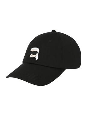 Bombažna bejzbolska kapa Karl Lagerfeld črna barva - črna. Kapa s šiltom vrste baseball iz kolekcije Karl Lagerfeld. Model izdelan iz materiala z nalepko.