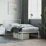 shumee Kovinski posteljni okvir z vzglavjem bel 107x203 cm