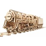 UGEARS Parna lokomotiva z avtomobilom 3D mehanska sestavljanka 443 delov