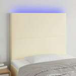 Greatstore LED posteljno vzglavje krem 80x5x118/128 cm umetno usnje
