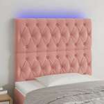 vidaXL LED posteljno vzglavje roza 90x7x118/128 cm žamet