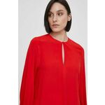 Majica Tommy Hilfiger ženska, rdeča barva - rdeča. Bluza iz kolekcije Tommy Hilfiger izdelana iz enobarvne tkanine. Model iz zračne viskozne tkanine.