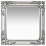 vidaXL Stensko ogledalo v baročnem stilu 50x50 cm srebrno