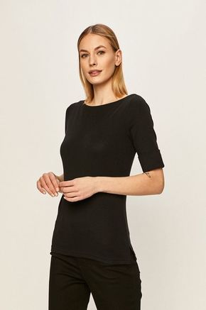 Lauren Ralph Lauren t-shirt - črna. T-shirt iz kolekcije Lauren Ralph Lauren. Model izdelan iz enobarvne pletenine.