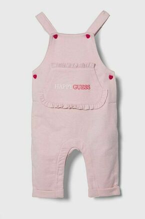Komplet za dojenčka Guess roza barva - roza. Komplet za dojenčka iz kolekcije Guess. Model izdelan iz mehke pletenine. Izjemno udobna tkanina z visoko vsebnostjo bombaža.